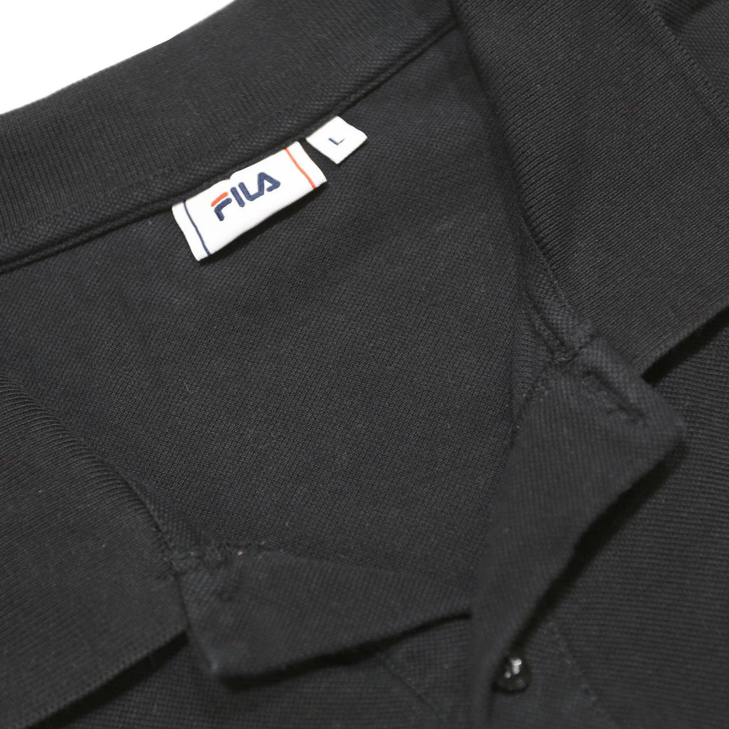 FILA Mens Black & White Logo Tape Short Sleeve Cotton Polo Shirt L