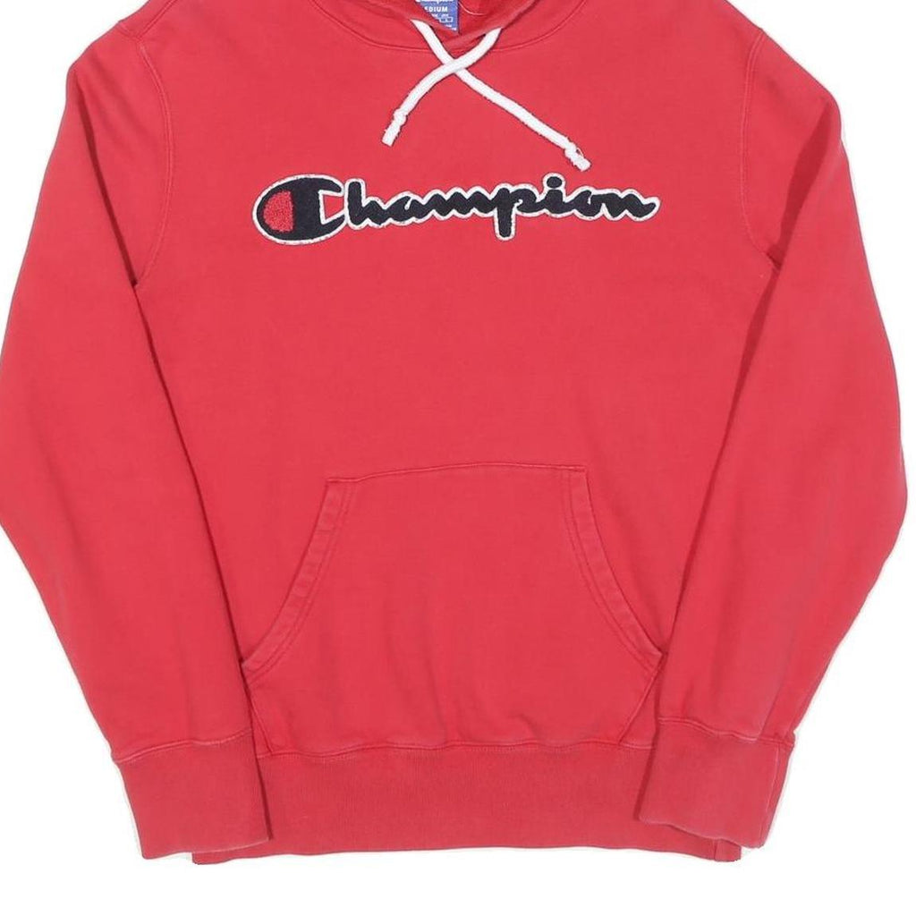 CHAMPION Womens Red Pullover Hoodie M Classic Logo Cotton Sweatshirt