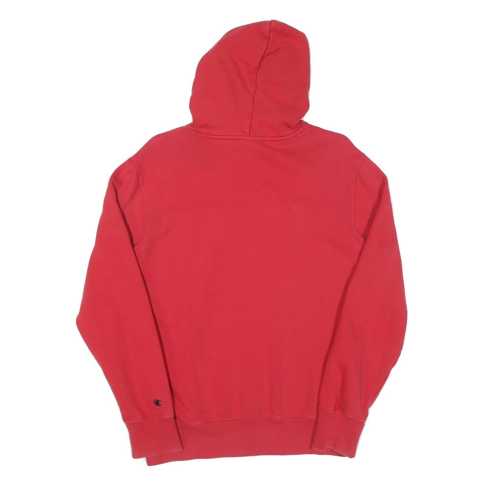 CHAMPION Womens Red Pullover Hoodie M Classic Logo Cotton Sweatshirt