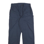 CARHARTT Mens Cotton Blend Navy Loose Straight Trousers W35 L34 Workwear Zip