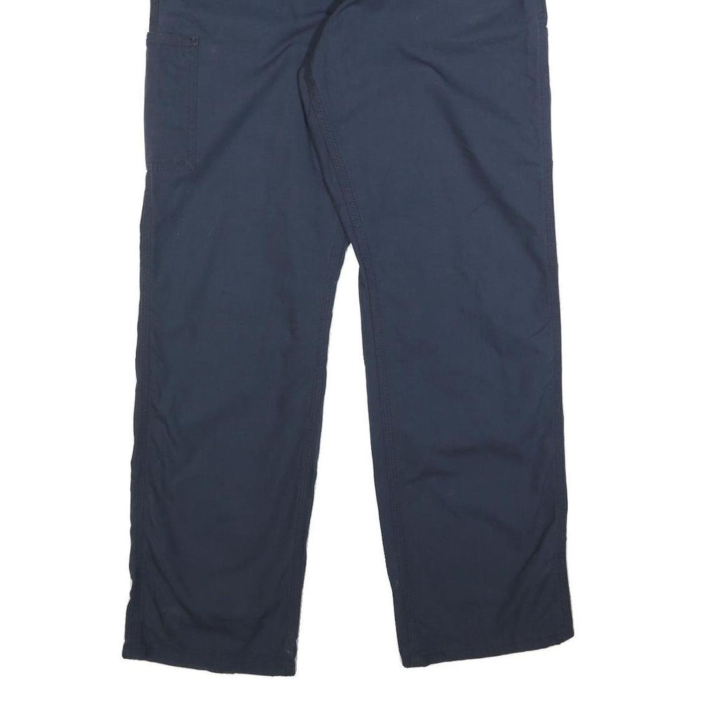CARHARTT Mens Cotton Blend Navy Loose Straight Trousers W35 L34 Workwear Zip