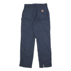 CARHARTT Mens Cotton Blend Navy Loose Straight Trousers W35 L34 Workwear Zip