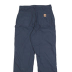 CARHARTT Mens Cotton Blend Navy Loose Straight Trousers W35 L34 Workwear Zip