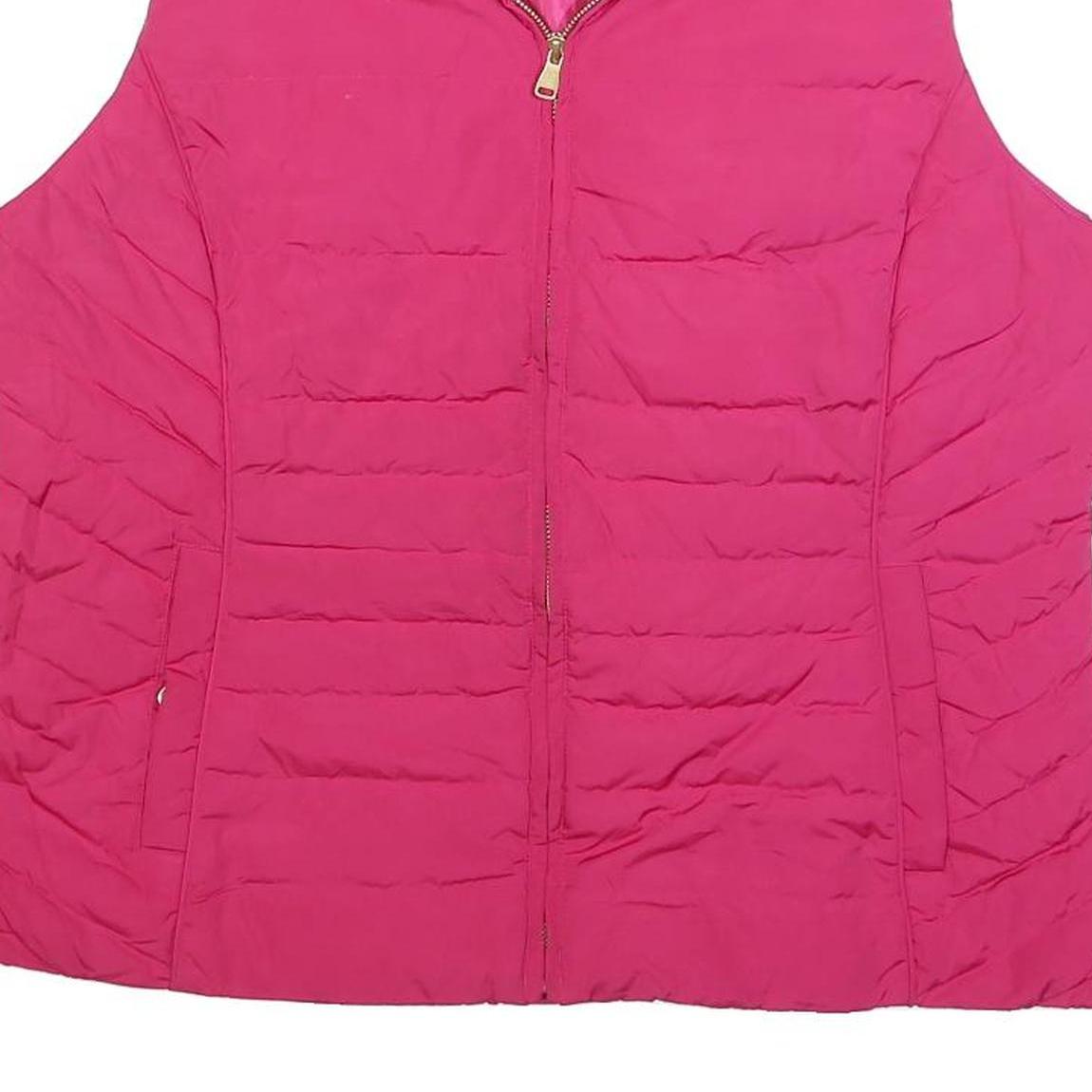 TALBOTS Womens Pink Jacket XL Polyester Puffer Zip Sleeveless Casual Outerwear
