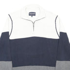 NAUTICA Mens White & Navy & Grey Patterned Cotton Pullover Jumper M Half Zip