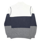 NAUTICA Mens White & Navy & Grey Patterned Cotton Pullover Jumper M Half Zip