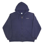 CARHARTT Mens Navy Blue Zip Hoodie XL Cotton Blend Workwear Casual Zip-Up