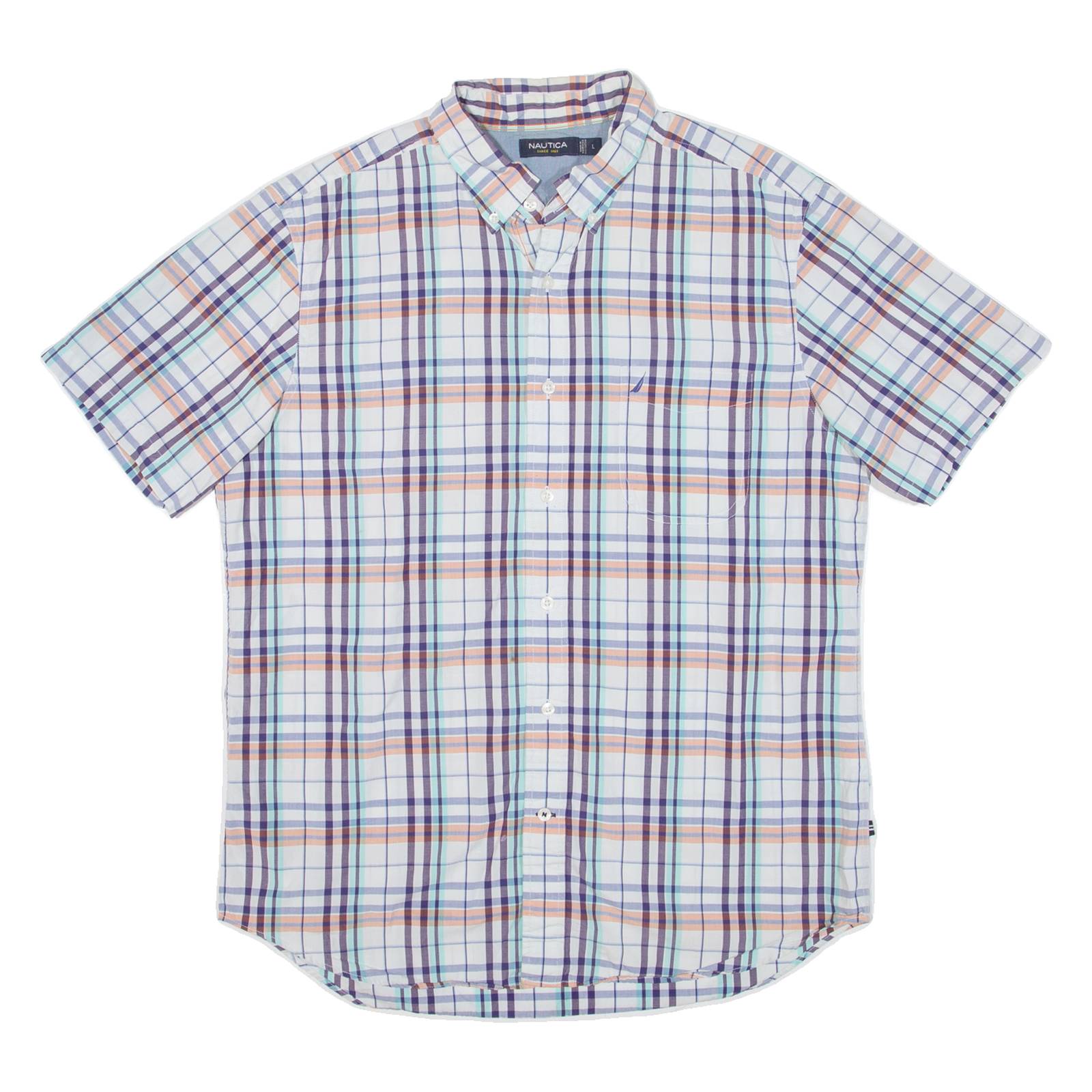 NAUTICA Mens Shirt White Check L