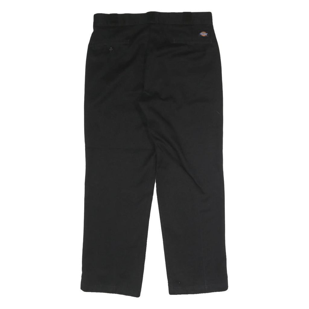 DICKIES Mens Black Regular Straight Trousers W34 L29 Workwear Zip Closure