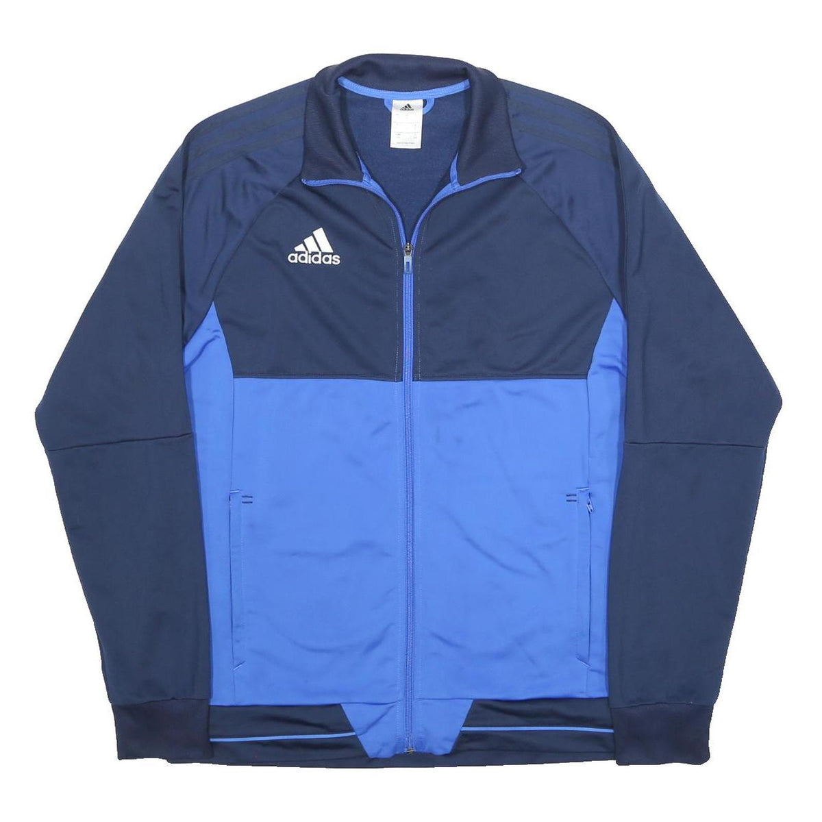 ADIDAS Mens Navy & Blue Zip Polyester Sports Jacket L Athletic Track Top