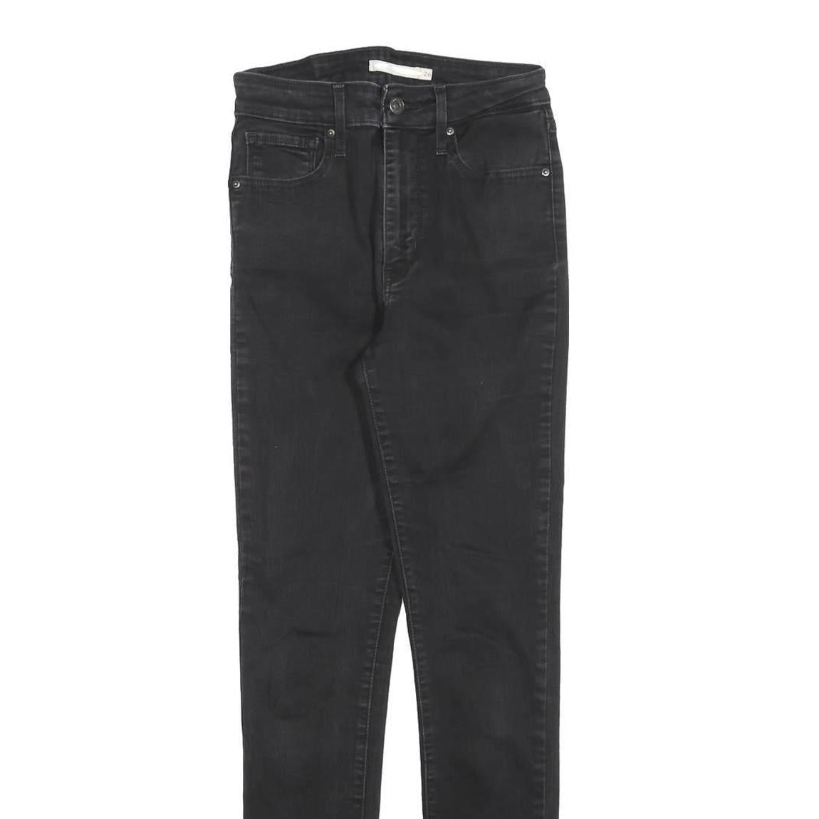 LEVI'S 721 Womens Jeans Black Slim Skinny Denim Medium W26 L30 Stretch