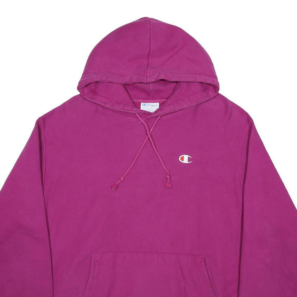 CHAMPION REVERSE WEAVE Mens Purple Pullover Hoodie L Cotton Blend Casual