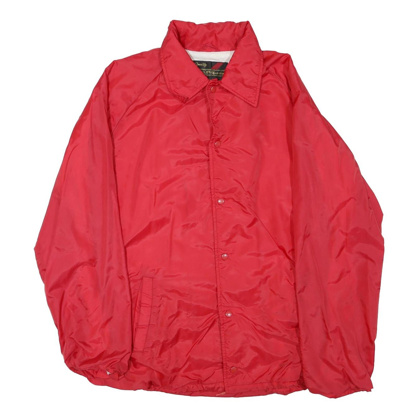 Mens Red Plain Jacket M Polyester Blend Button Closure Classic Fit Casual