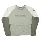 COLUMBIA Womens Green & Cream Sweatshirt Crew Neck L Polyester Blend