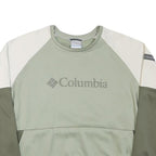 COLUMBIA Womens Green & Cream Sweatshirt Crew Neck L Polyester Blend