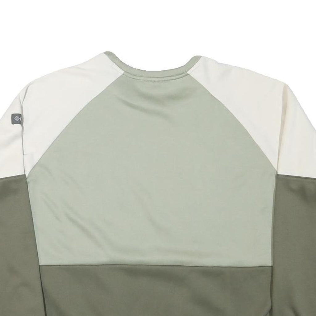 COLUMBIA Womens Green & Cream Sweatshirt Crew Neck L Polyester Blend