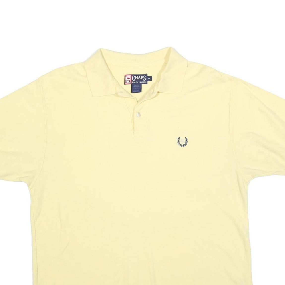 CHAPS RALPH LAUREN Mens Yellow Short Sleeve Plain M Cotton Blend Polo Shirt