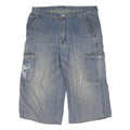 NABUCCO Mens Blue Cargo Cotton Blend Shorts 2XL W34 Embroidered Pocket