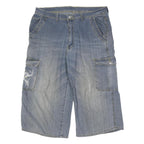 NABUCCO Mens Blue Cargo Cotton Blend Shorts 2XL W34 Embroidered Pocket