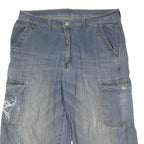 NABUCCO Mens Blue Cargo Cotton Blend Shorts 2XL W34 Embroidered Pocket