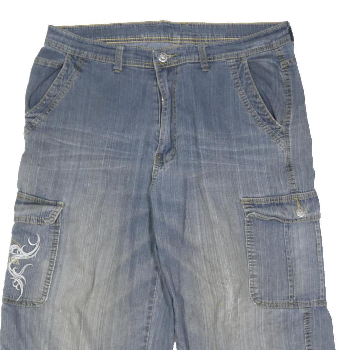 NABUCCO Mens Blue Cargo Cotton Blend Shorts 2XL W34 Embroidered Pocket