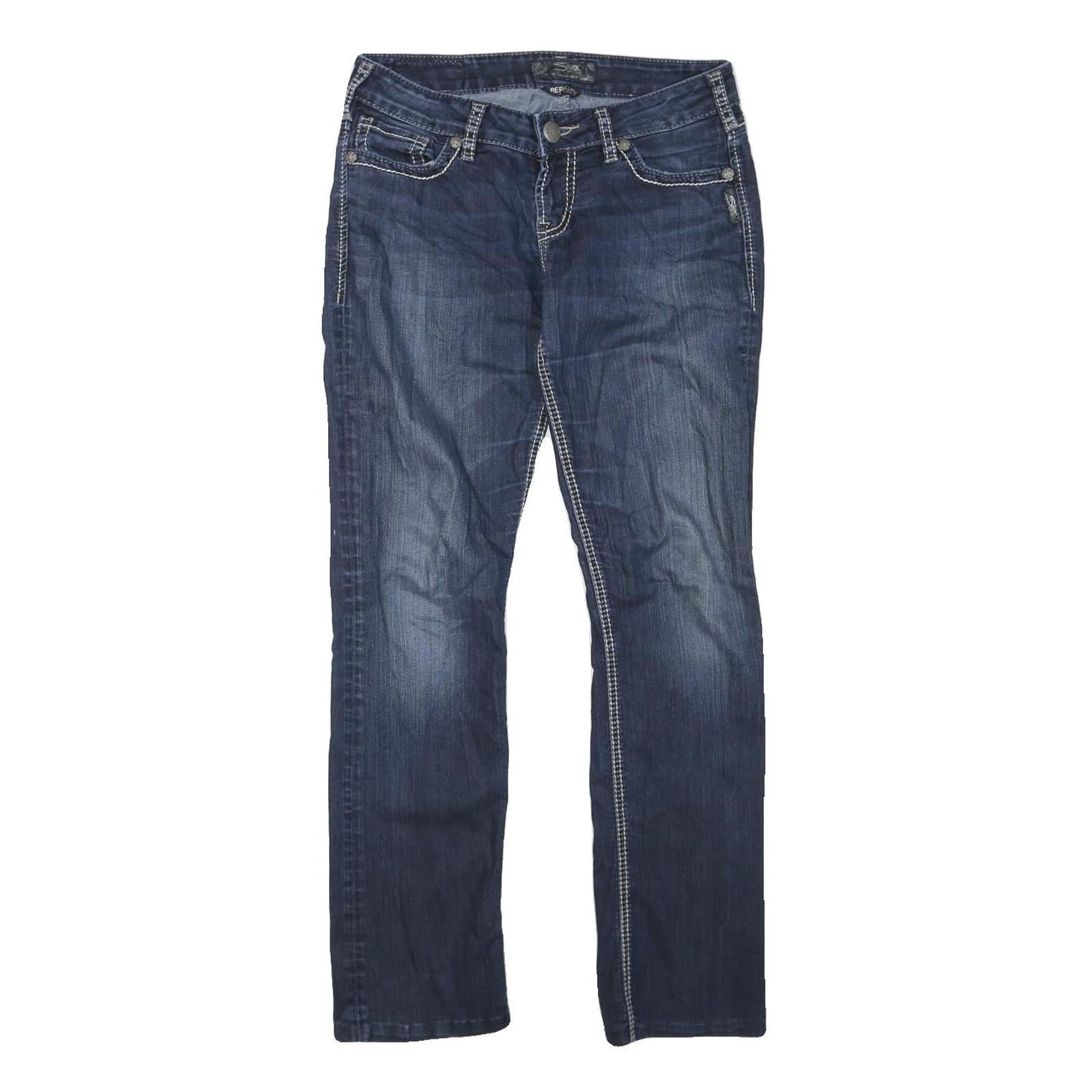 SILVER Womens Blue Regular Jeans Denim Medium W30 L30 Stylish Stitch Detail