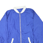Mens Blue White Casual Zip Polyester Blend Bomber Jacket 2XL Lightweight