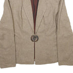 BRAZILIA Womens Beige Wool Jacket S Button Plain Classic Tailored Stylish