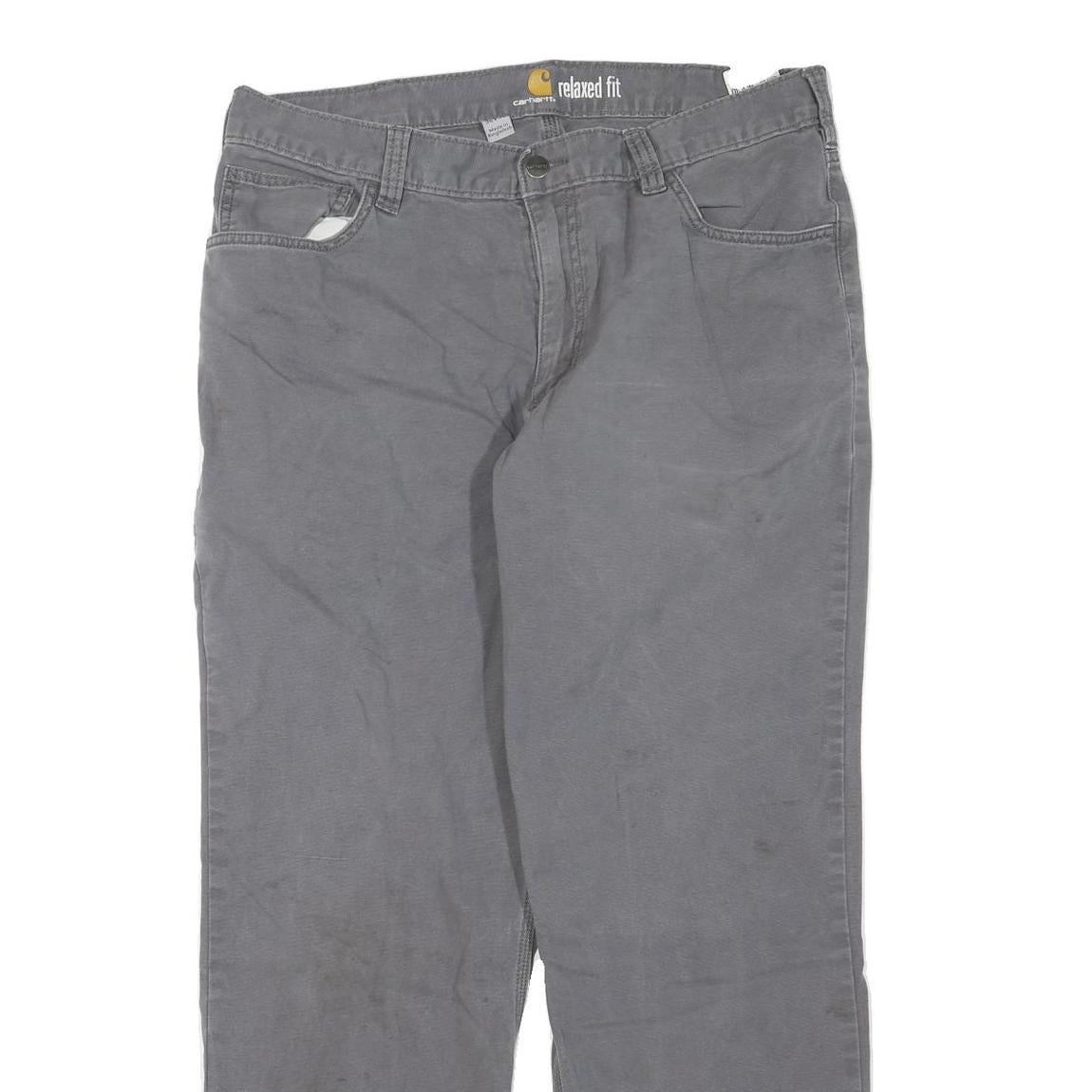 CARHARTT Mens Cotton Blend Grey Regular Fit Straight Leg Trousers W36 L27