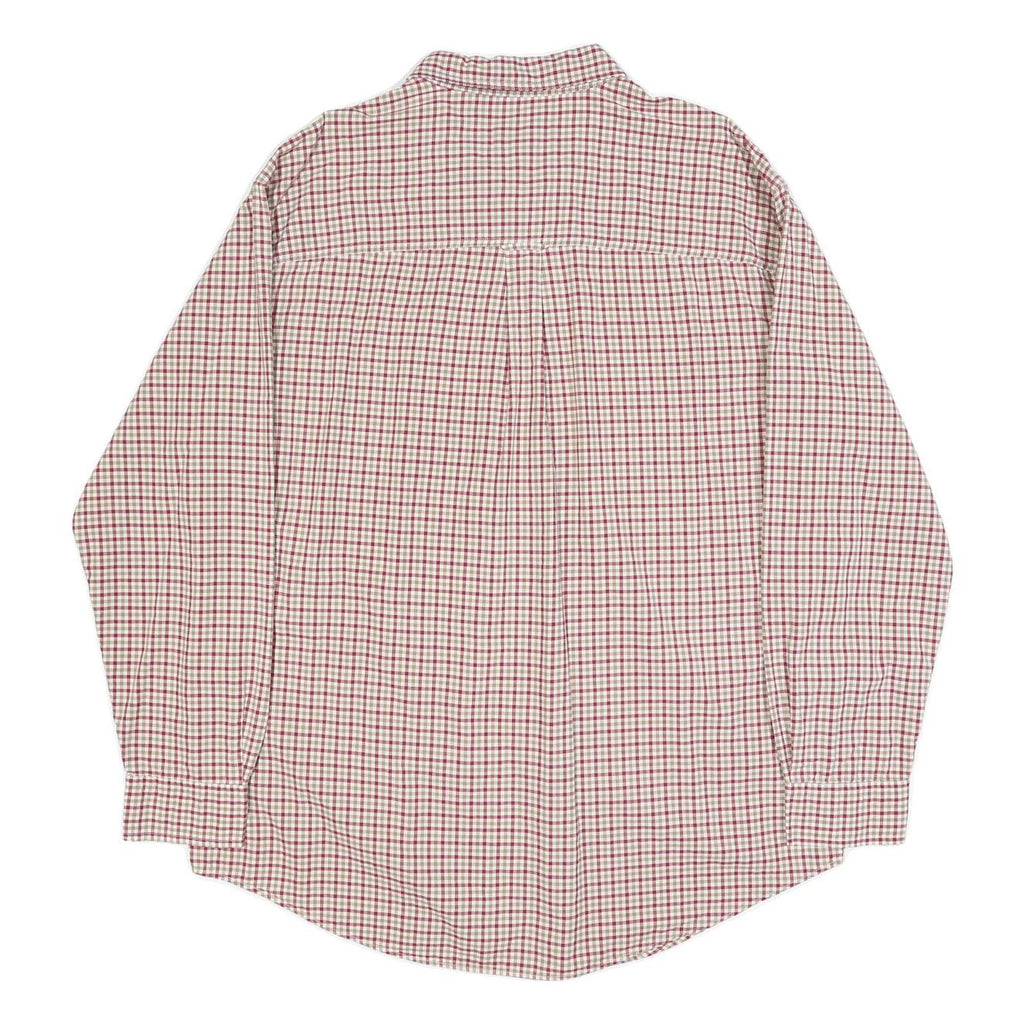 CHAPS Mens Cream & Red Checked Shirt XL Classic Button Down Collar Long Sleeve