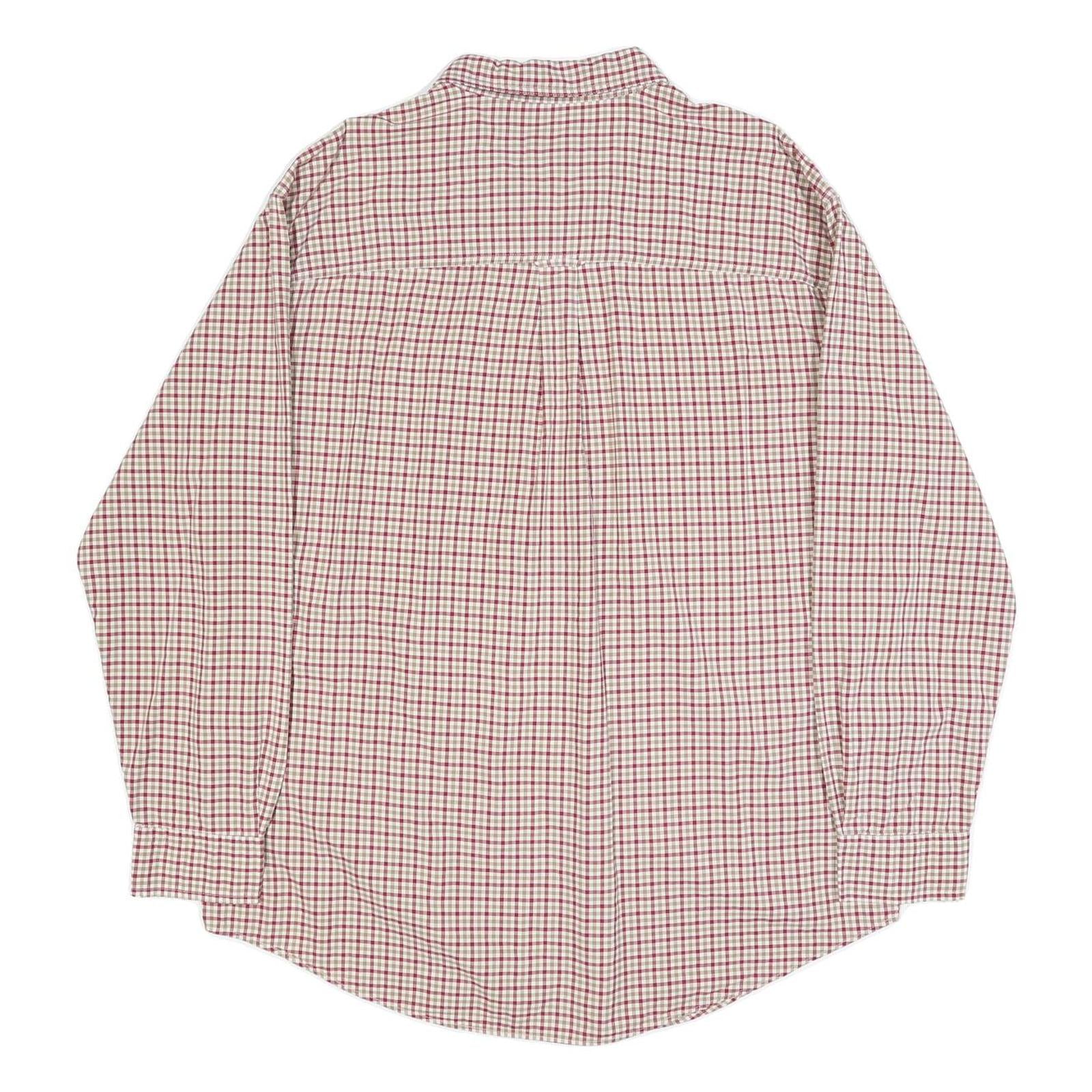 CHAPS Mens Cream & Red Checked Shirt XL Classic Button Down Collar Long Sleeve