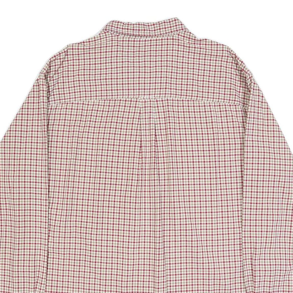 CHAPS Mens Cream & Red Checked Shirt XL Classic Button Down Collar Long Sleeve