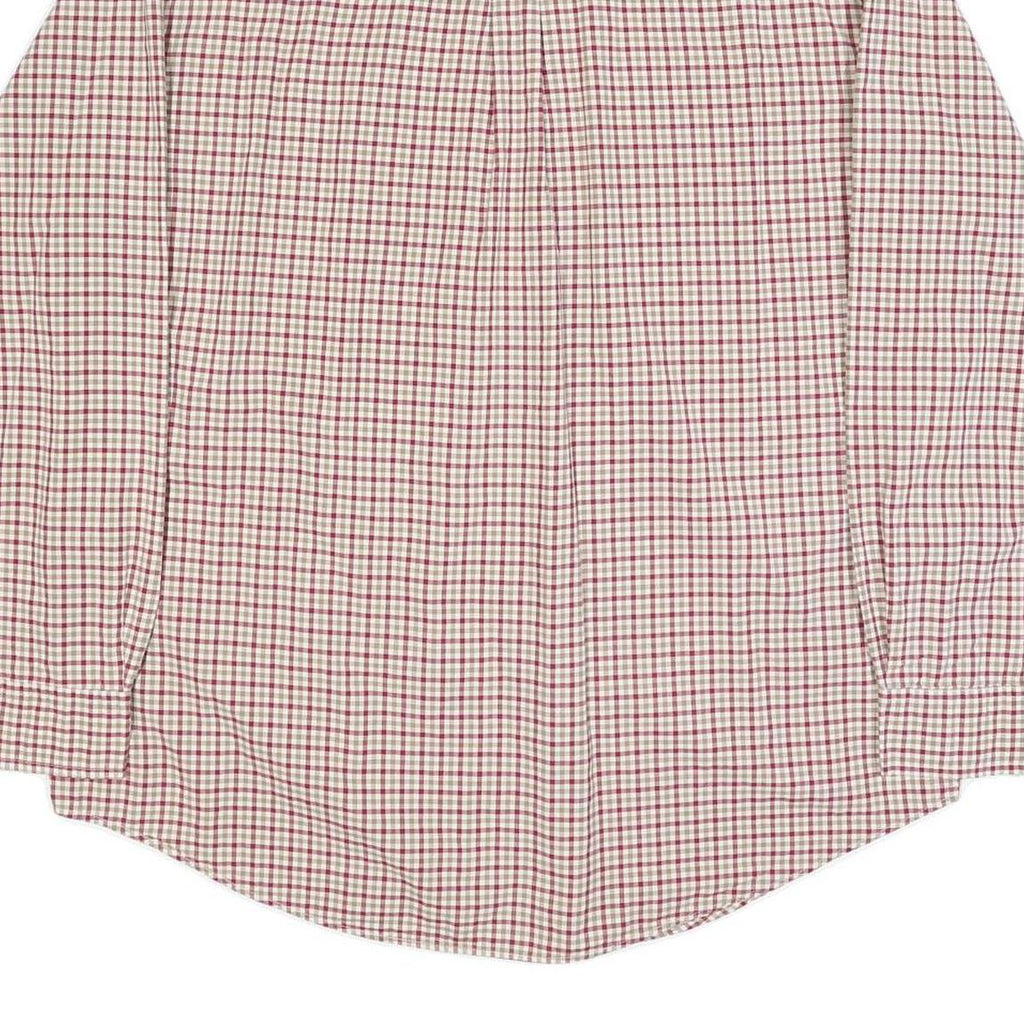 CHAPS Mens Cream & Red Checked Shirt XL Classic Button Down Collar Long Sleeve