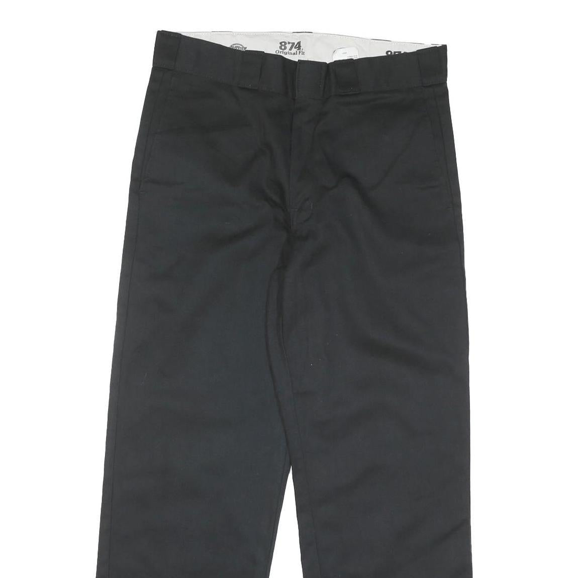 DICKIES Mens Regular Black Cotton Blend Zip Trousers W34 L29 Workwear Classic