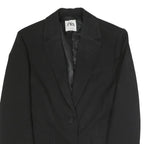 ZARA Womens Black Classic Jacket L Polyester Blend Button Plain Tailored