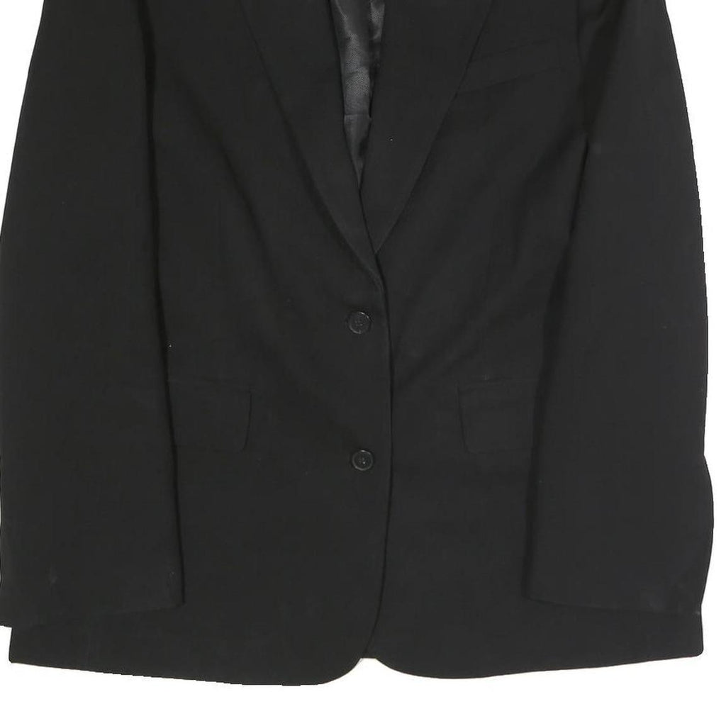 ZARA Womens Black Classic Jacket L Polyester Blend Button Plain Tailored