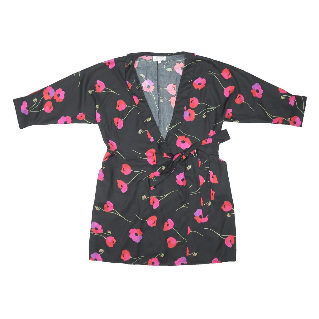 DANCING LEOPARD Womens Black Red Pink Floral Wrap Dress Polyester Blend UK 14