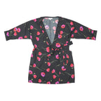 DANCING LEOPARD Womens Black Red Pink Floral Wrap Dress Polyester Blend UK 14