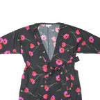 DANCING LEOPARD Womens Black Red Pink Floral Wrap Dress Polyester Blend UK 14