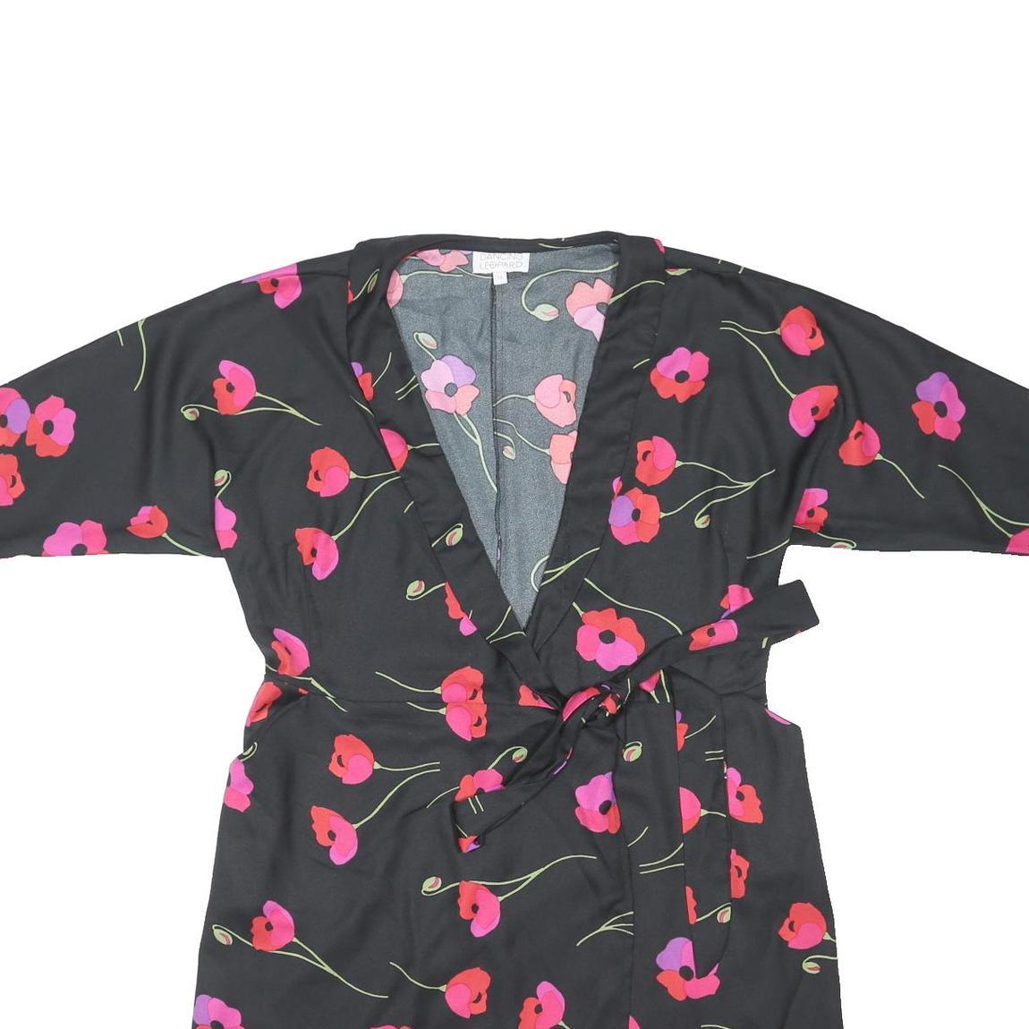 DANCING LEOPARD Womens Black Red Pink Floral Wrap Dress Polyester Blend UK 14