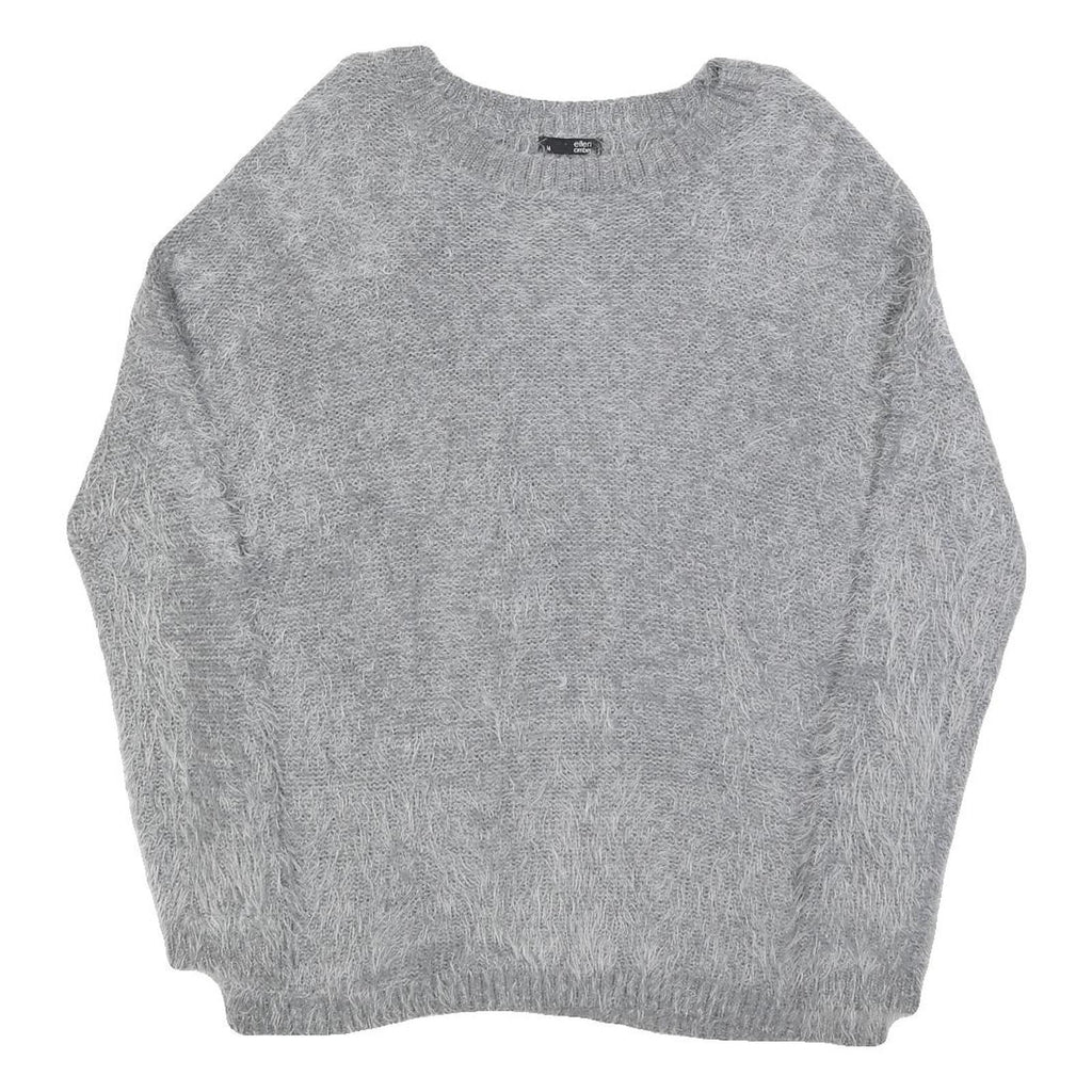 ELLEN AMBER Womens Grey Plain Jumper Crew Neck Basic Knit M Casual Knitwear