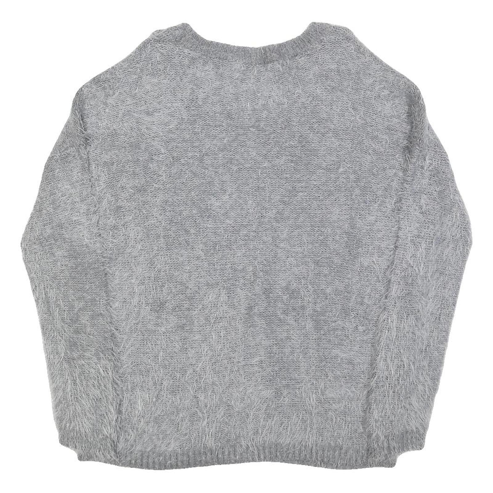 ELLEN AMBER Womens Grey Plain Jumper Crew Neck Basic Knit M Casual Knitwear