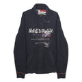 NAPAPIJRI Mens Navy Blue Jacket L Cotton Zip Up Casual Printed Logo