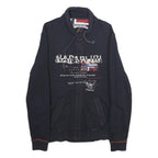 NAPAPIJRI Mens Navy Blue Jacket L Cotton Zip Up Casual Printed Logo