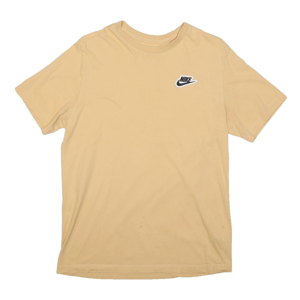 NIKE Mens Beige Cotton Blend T-Shirt M Short Sleeve Crew Neck Sportswear Casual