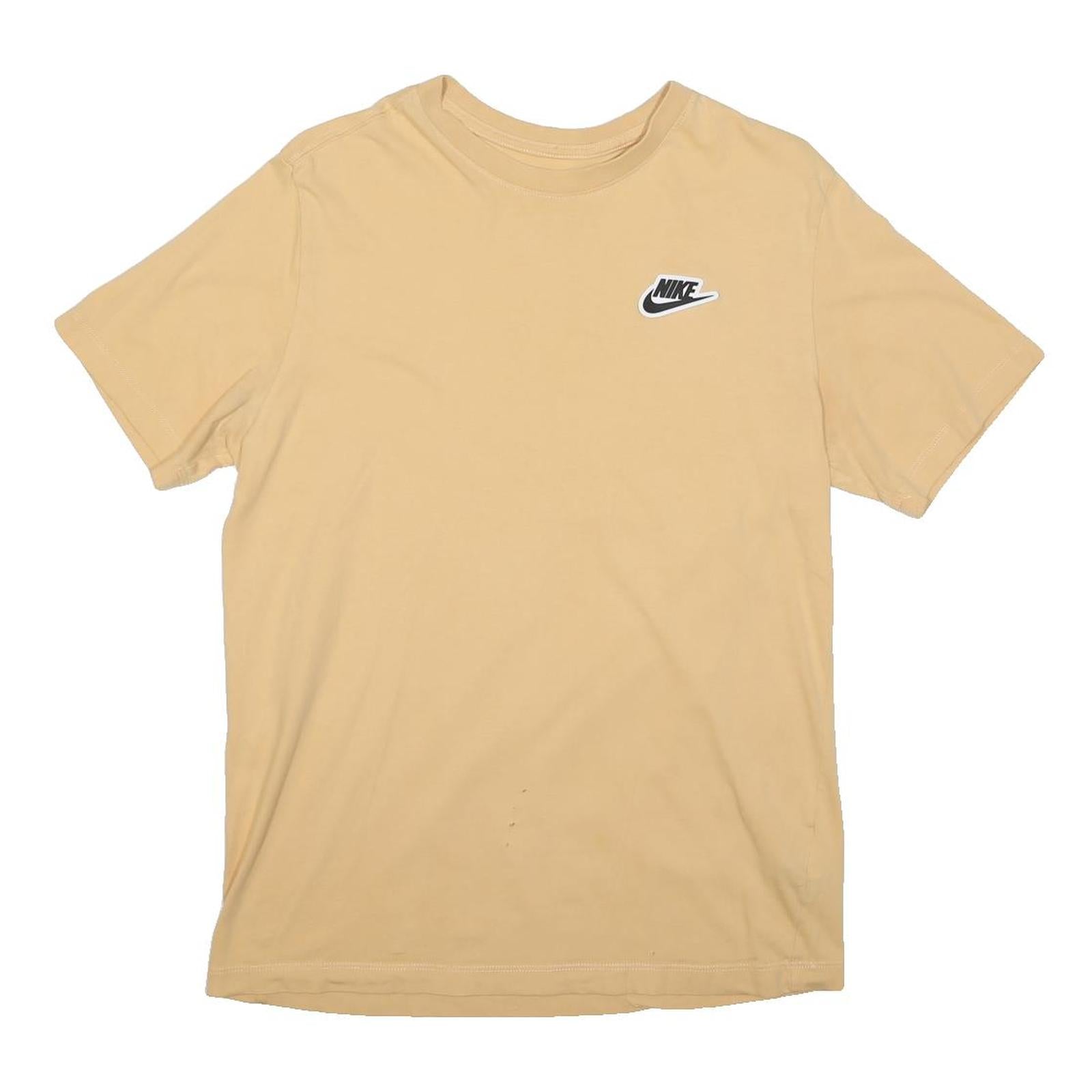 NIKE Mens Beige Cotton Blend T-Shirt M Short Sleeve Crew Neck Sportswear Casual