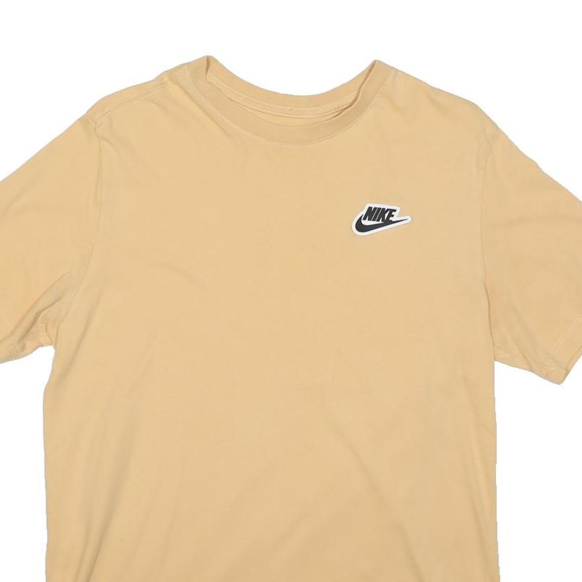 NIKE Mens Beige Cotton Blend T-Shirt M Short Sleeve Crew Neck Sportswear Casual