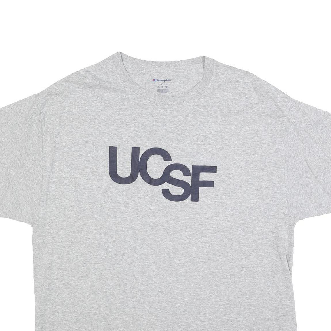 CHAMPION Mens Grey UCSF Graphic T-Shirt XL Short Sleeve Crew Neck Cotton Blend