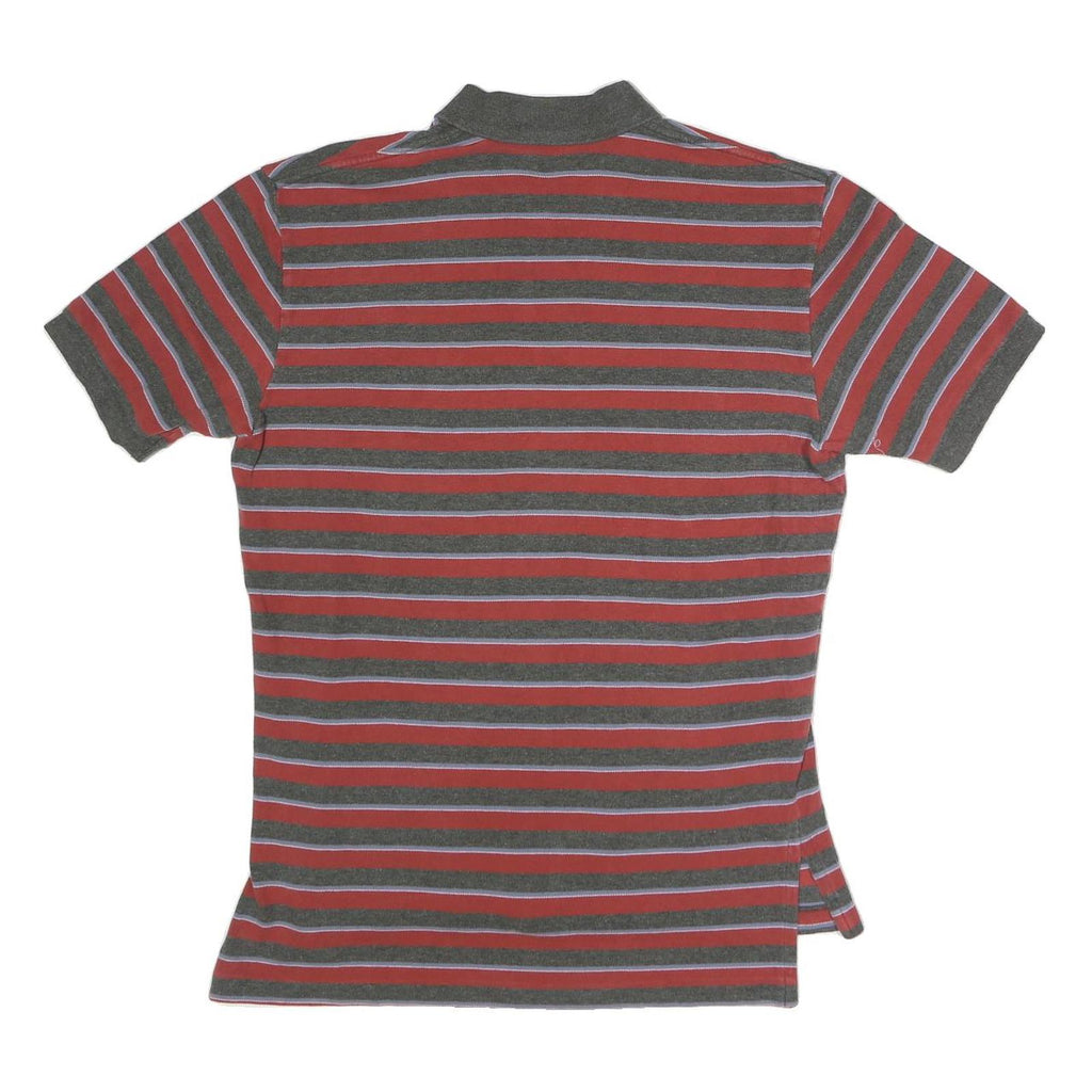 POLO RALPH LAUREN Mens Red & Grey Striped Short Sleeve Polo Shirt M Cotton