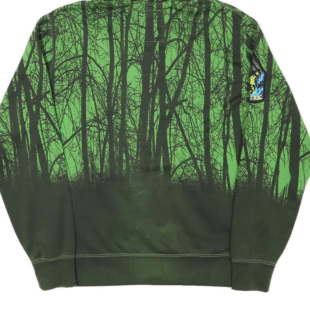ELECTIRC Mens Green & Black Printed Full Zip Hoodie S Electric Logo Tree Design